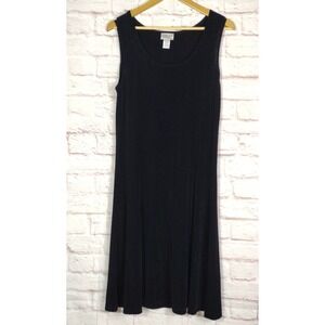 Chicos Travelers Size 1 USA Medium Slinky Knit Midi Black Tank No Wrinkle Dress